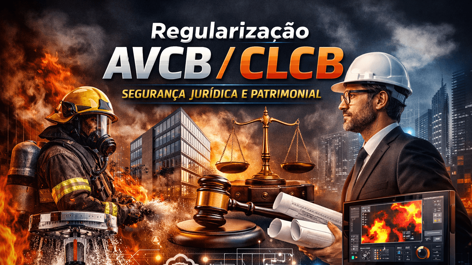 Documento de regularização AVCB com sinalização de incêndio em edificação comercial