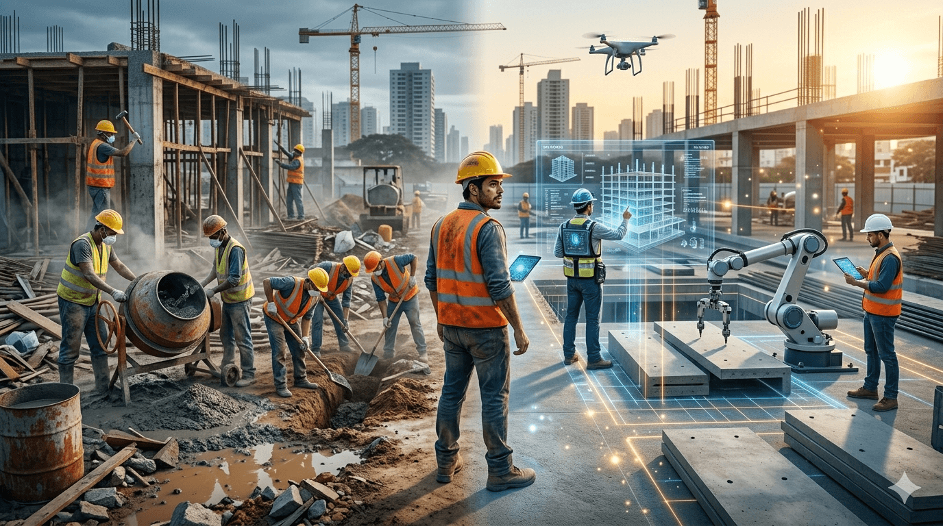 Capa editorial do artigo: 🚀 7 tecnologias que estão transformando a construção civil no Brasil (e poucas empresas usam)